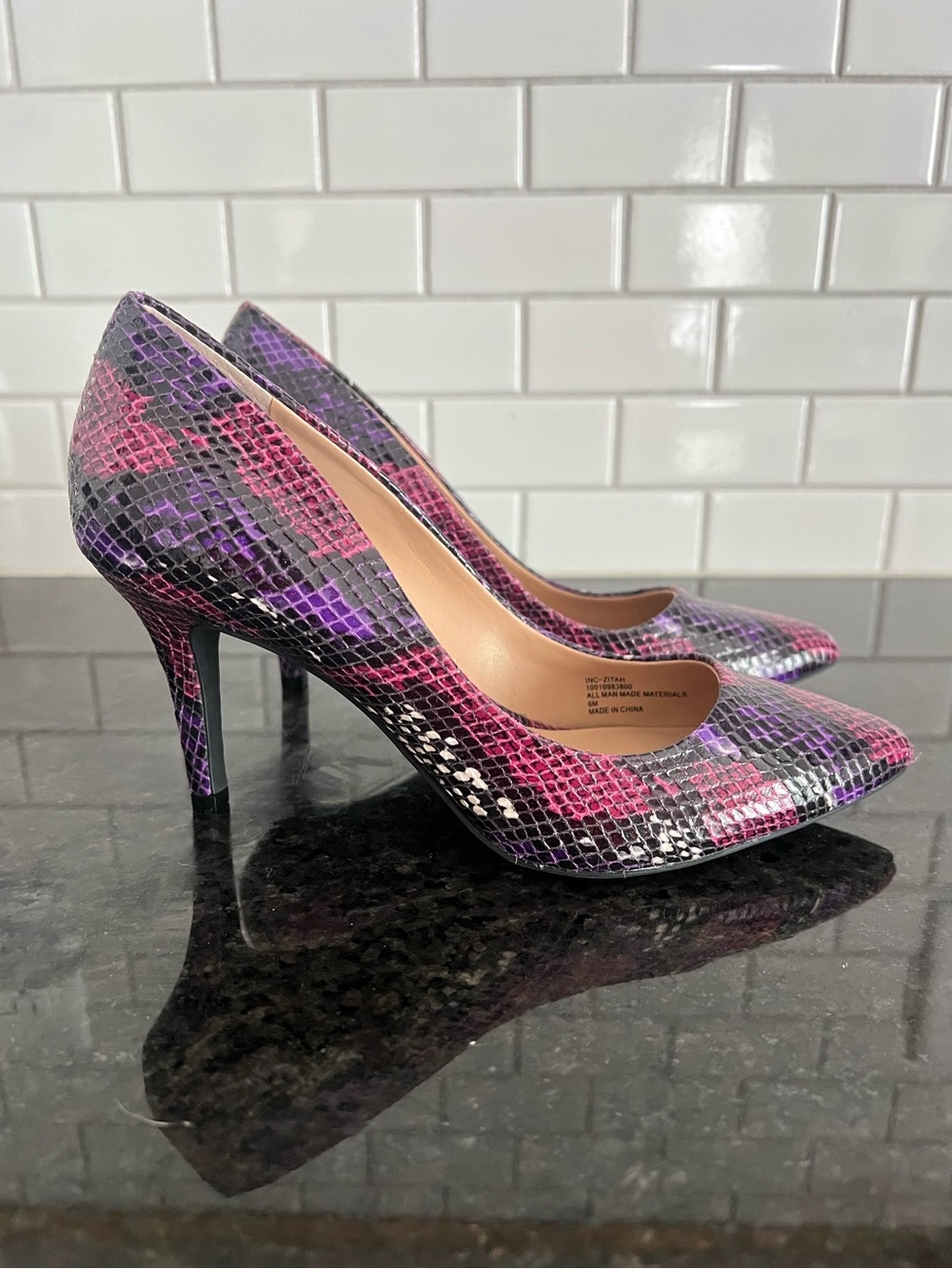 I.N.C purple reptile style heels